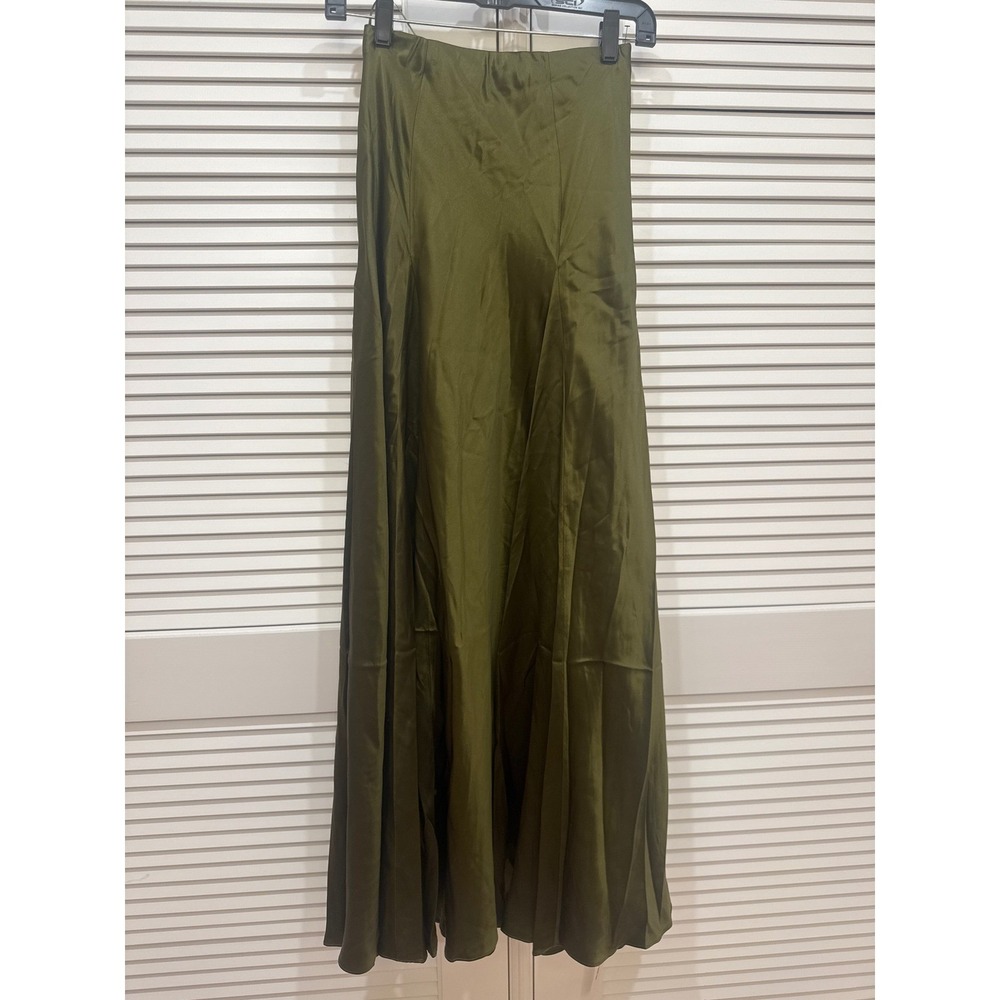 Reformation Sera Silk Two Piece Set Green Halter Crop Top Maxi Skirt - Picture 5 of 7